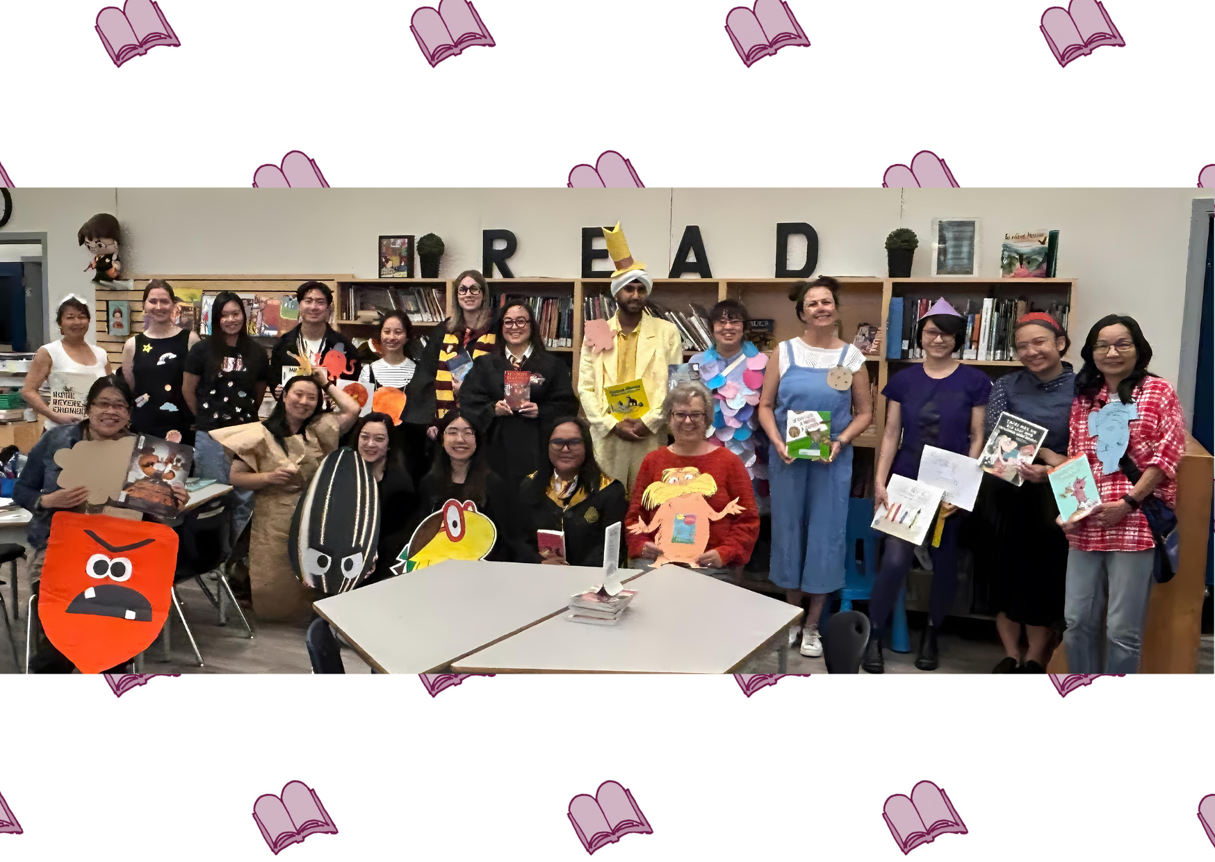 Staff dressed in costumes for Dress Like a Book Character Day